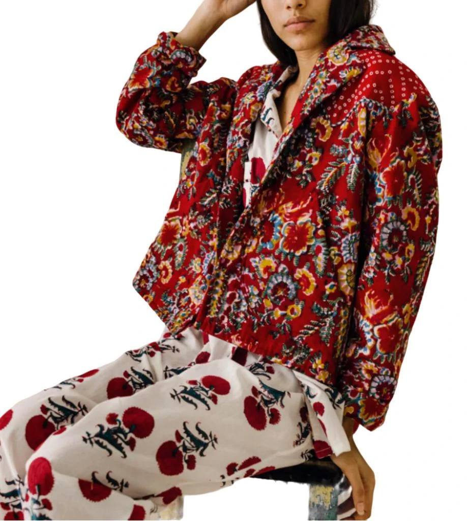 Alix of Bohemia Women's Dune Rosemary Print Jacket In Red 2