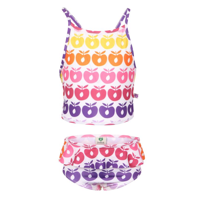 Småfolk Apple print crisscross back ruffle bikini