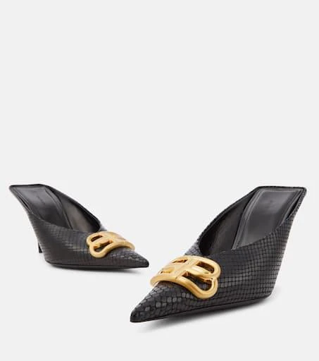 Balenciaga Square Knife BB 80 metallic leather mules 6
