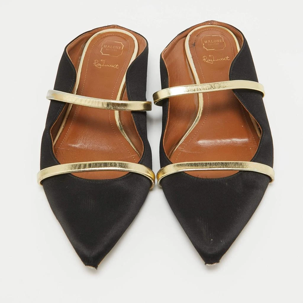 Malone Souliers Malone Souliers Black/Gold Satin and Leather Maureen Flat Mules Size 38 3