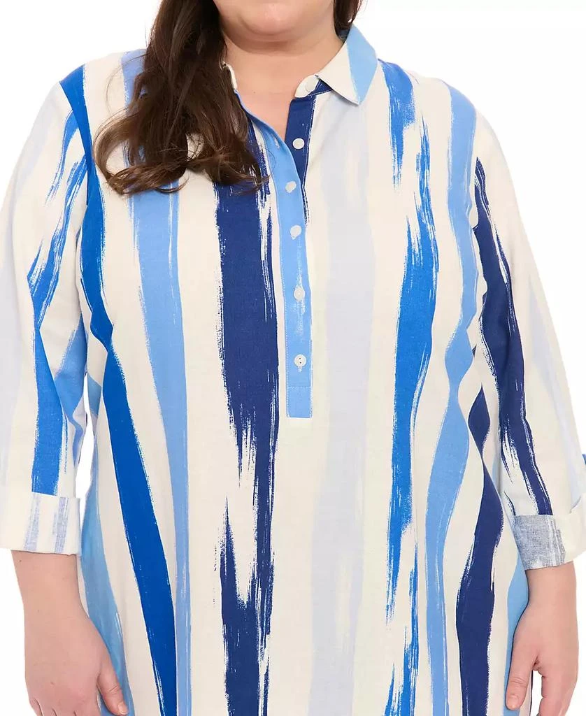 London Times Plus Size Printed Flounce-Hem Shift Dress 2