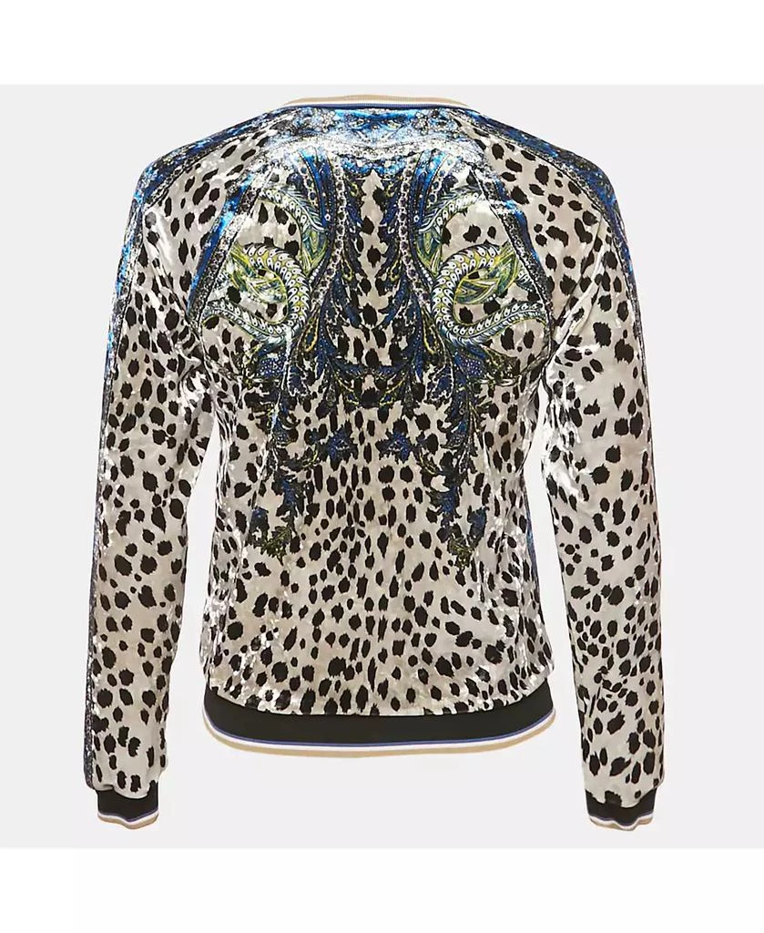 Pre-Owned Roberto Cavalli Women
s Gym Multicolor Printed Velvet Zip -Up Jacket 4