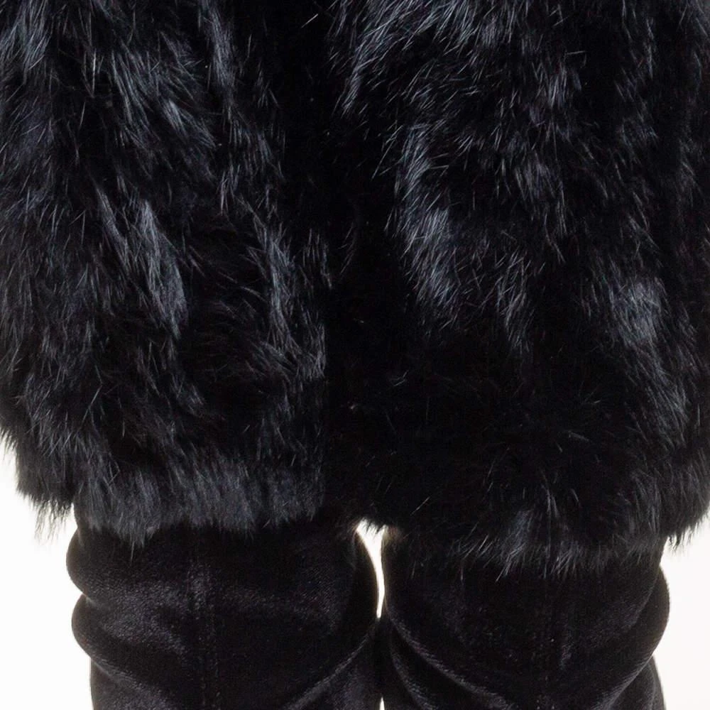 Giuseppe Zanotti Giuseppe Zanotti Black Stretch Fabric And Fur Bimba Knee High Boots Size 40 7