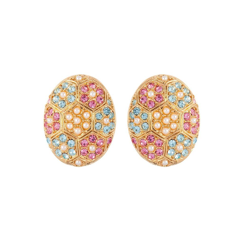 Susan Caplan Vintage 1980s vintage dorlan pastel swarovski crystal oval earrings