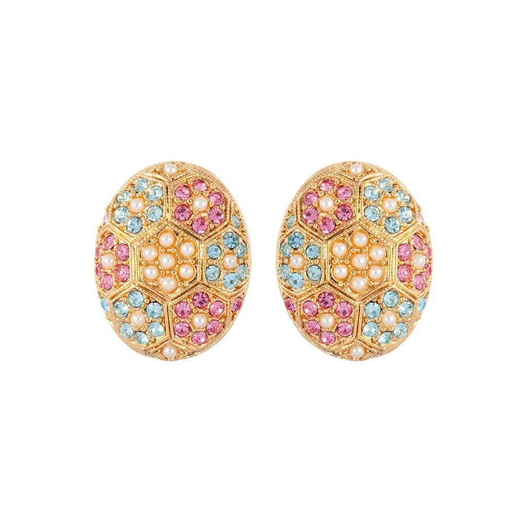 SUSAN CAPLAN VINTAGE 1980s vintage dorlan pastel swarovski crystal oval earrings 1