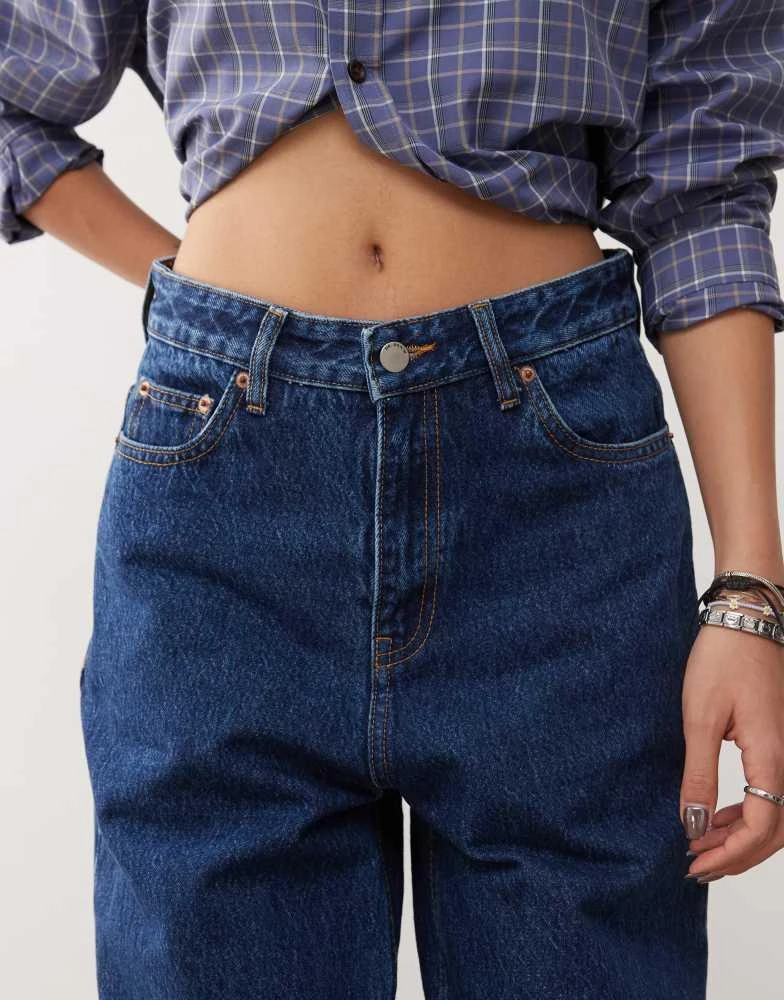 Dr Denim Dr Denim Donna relaxed fit high waist wide straight leg jeans in stream dark retro 5