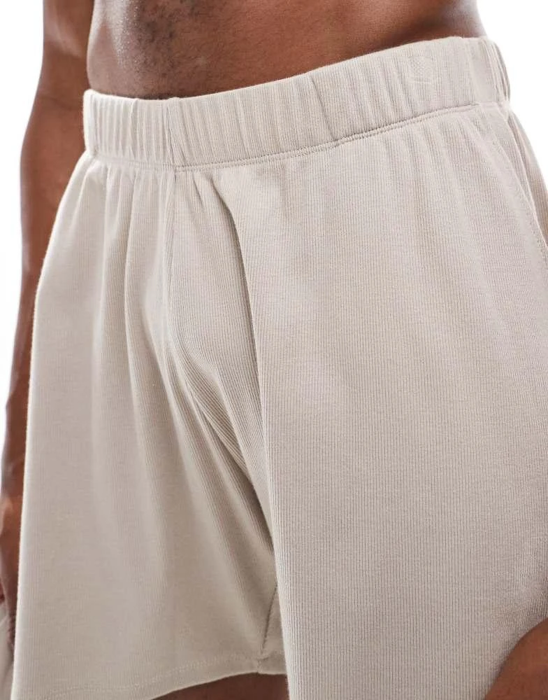 ASOS ASOS DESIGN capsule collection rib lounge short in stone 5