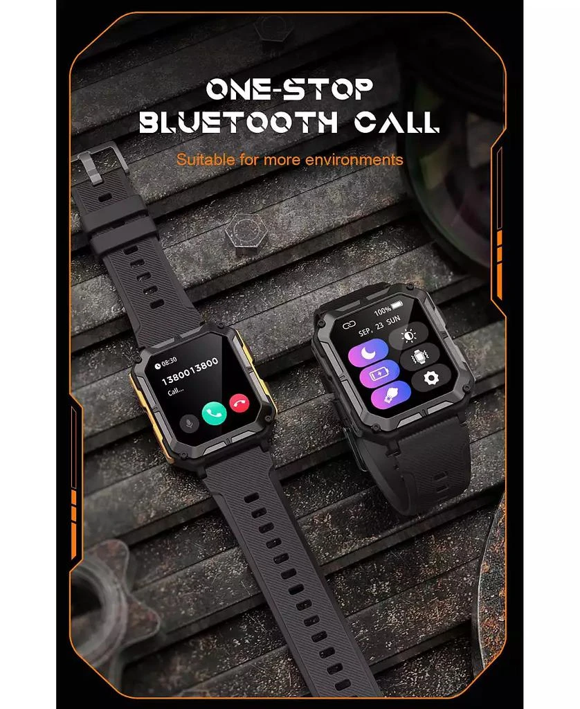 RUXING Smart 1.83'' Bluetooth Call Heart Rate Monitoring Information Push Smart Bracelet Outdoor Sports for Women Men -Orange 6