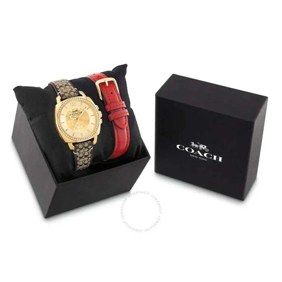 Shop Boyfriend Quartz Crystal Gold Dial Ladies Watch Gift Set on