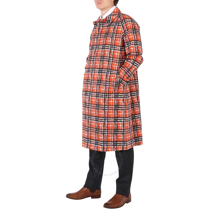 Burberry Scribble Check Cotton Car Coat In Bright Military Red 3