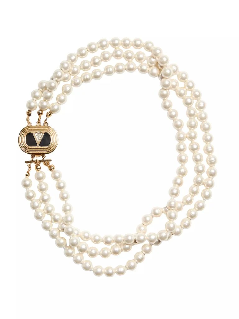 Valentino Oval Necklace in Metal, Enamel, Pearls and Swarovski Crystals 1