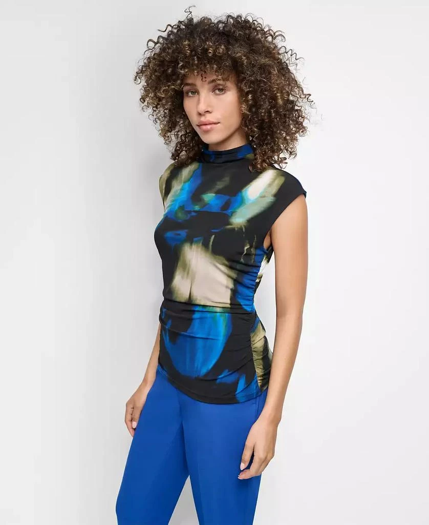 DKNY Women's Ruched Funnel-Neck Blouse 4