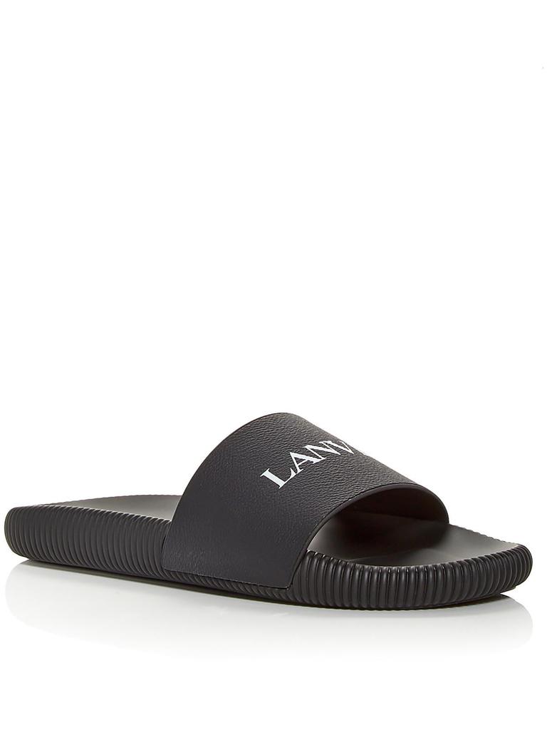 Lanvin Womens Pebbled Manmade Slide Sandals