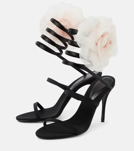 Magda Butrym Floral-appliqué satin sandals 5