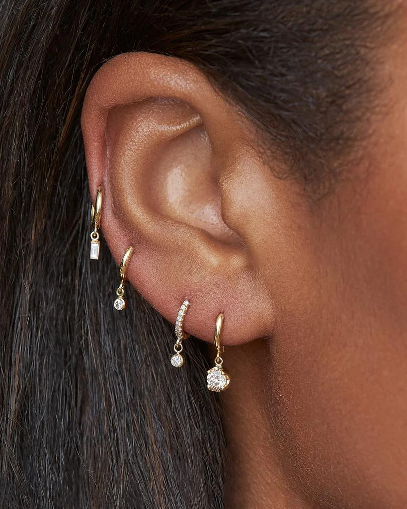 Jennifer Meyer Diamond Huggie Mini Bezel Drop Earrings 2