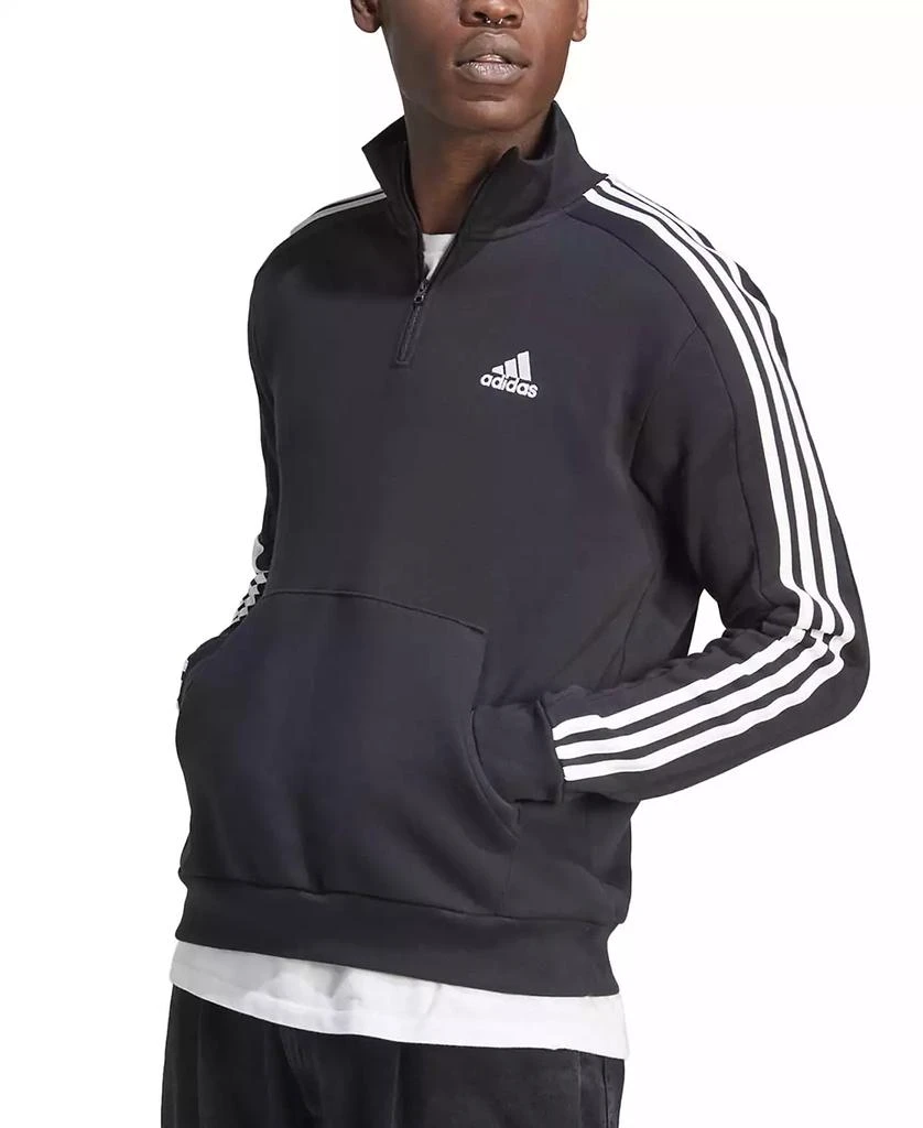  Men's Essentials Fleece 3-Stripes Quarter-Zip Sweatshirt