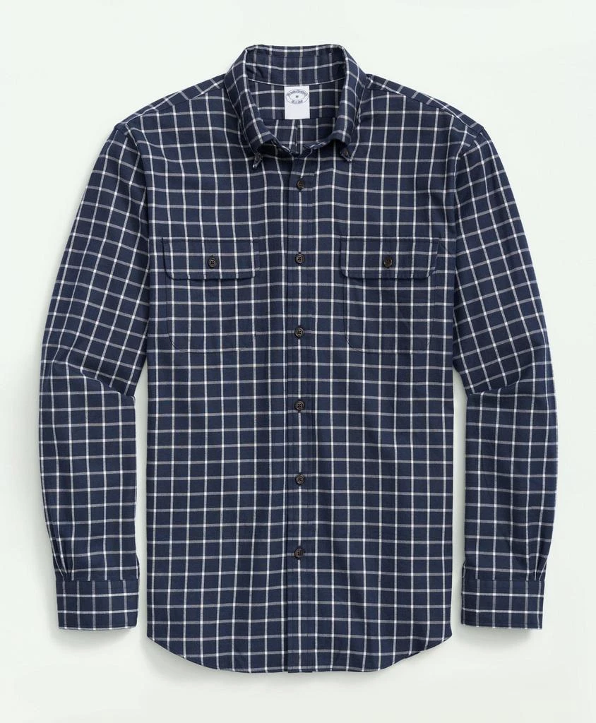 Brooks Brothers Brushed Cotton-Cashmere Checked Chest-Pocket Sport Shirt 1