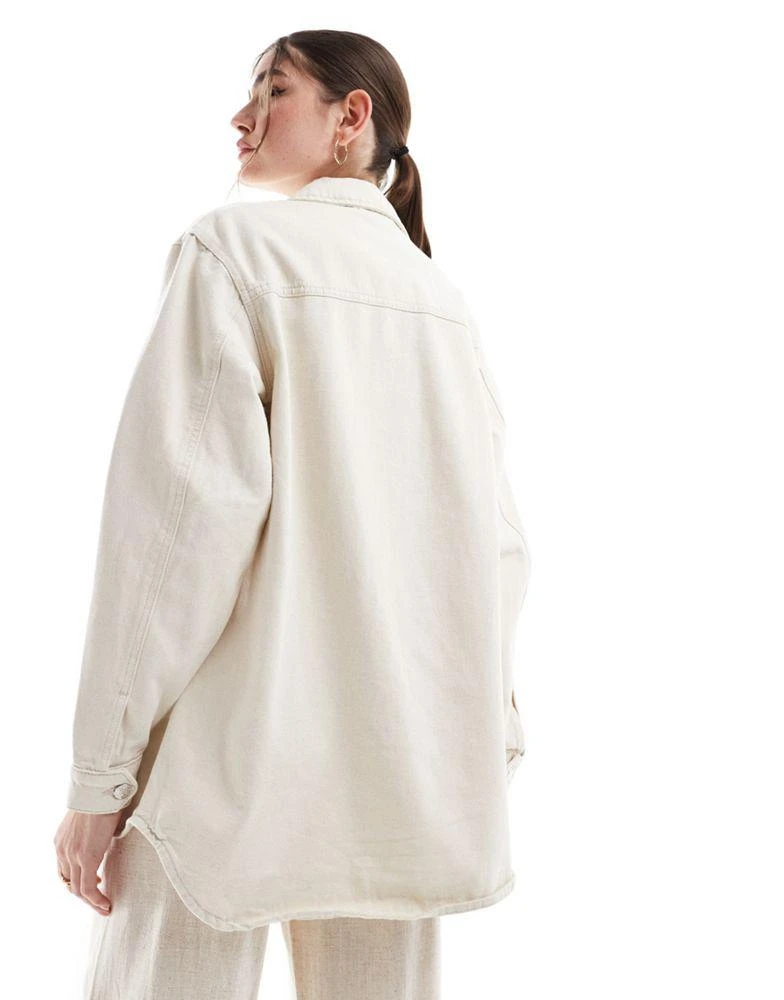 VERO MODA Vero Moda oversized shirt jacket in ecru denim 4