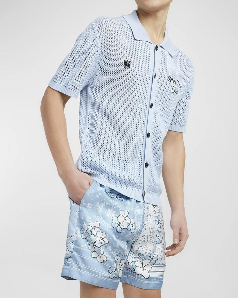 AMIRI Men's Surf Club Crochet Polo Shirt 6