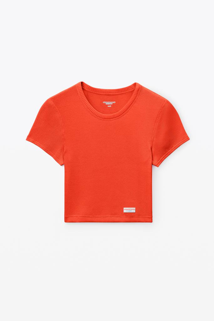 Alexander Wang cropped short-sleeve tee in ribbed cotton