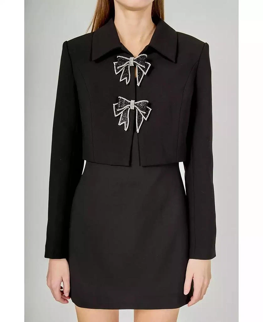 Endless Rose Women
s Rhinestone Bow Cropped Jacket