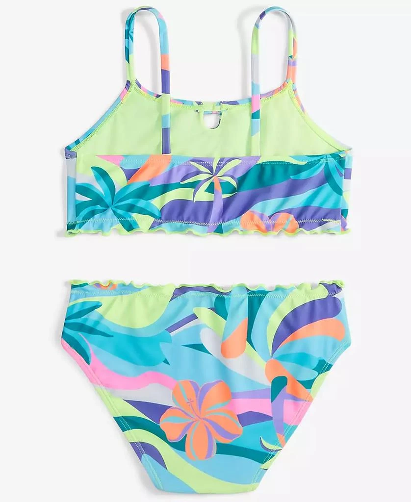 Breaking Waves Big Girls 2-Pc. Wavy Palm Lettuce-Edge Swimsuit 3