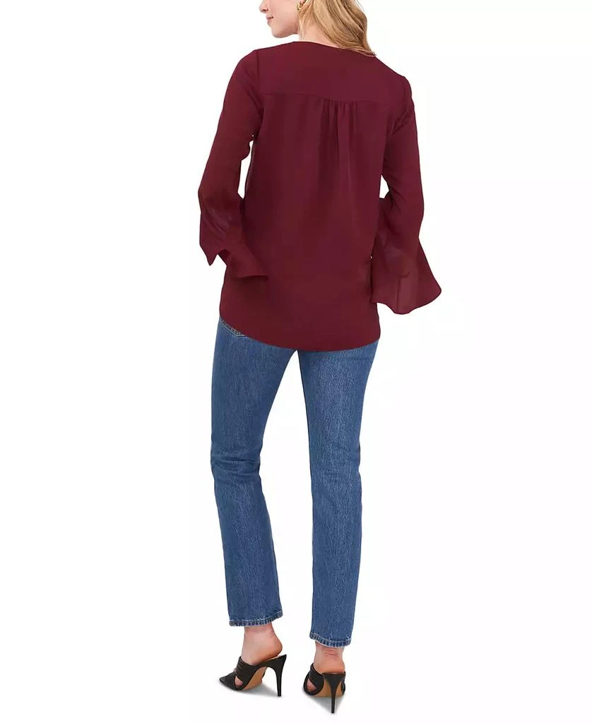 Vince Camuto Women's Printed V-Neck 3/4-Flutter Sleeve Blouse 3