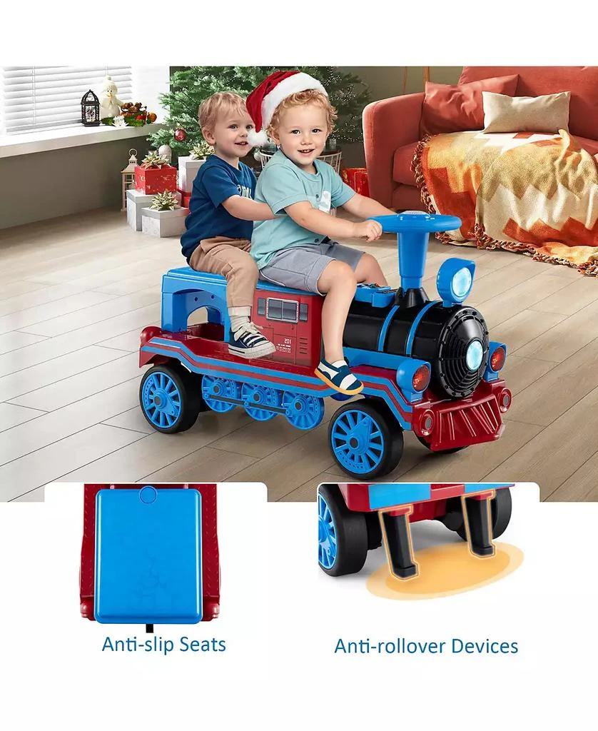 HONGGE 12V Two-Seater Ride-On Train Toy with Whistle Sound and Detachable Seat - Blue 10