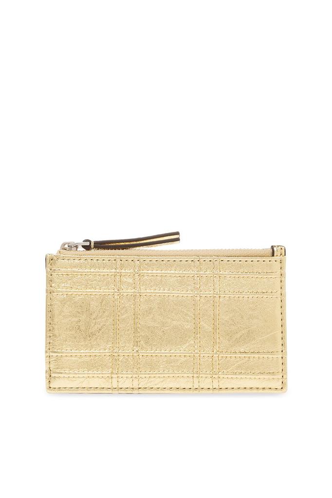 【関税&送料込】Tory Burch Fleming Leather Card Holder Fleming Patent Square Quilt Zip Card Case: Women's Designer