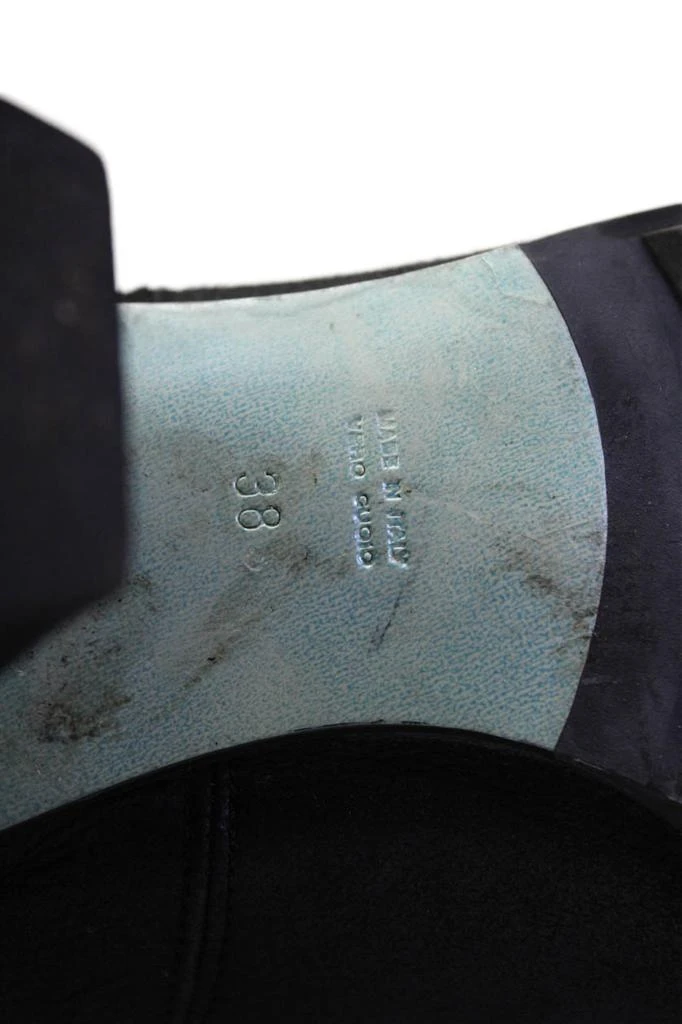 Costume National Womens Leather Sherpa Lined Mid Calf Boots Blue 5