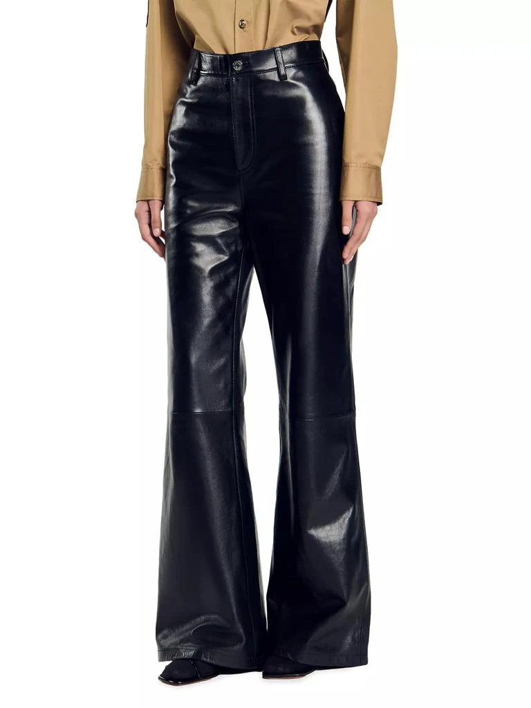 Sandro Flared Leather Trousers 3
