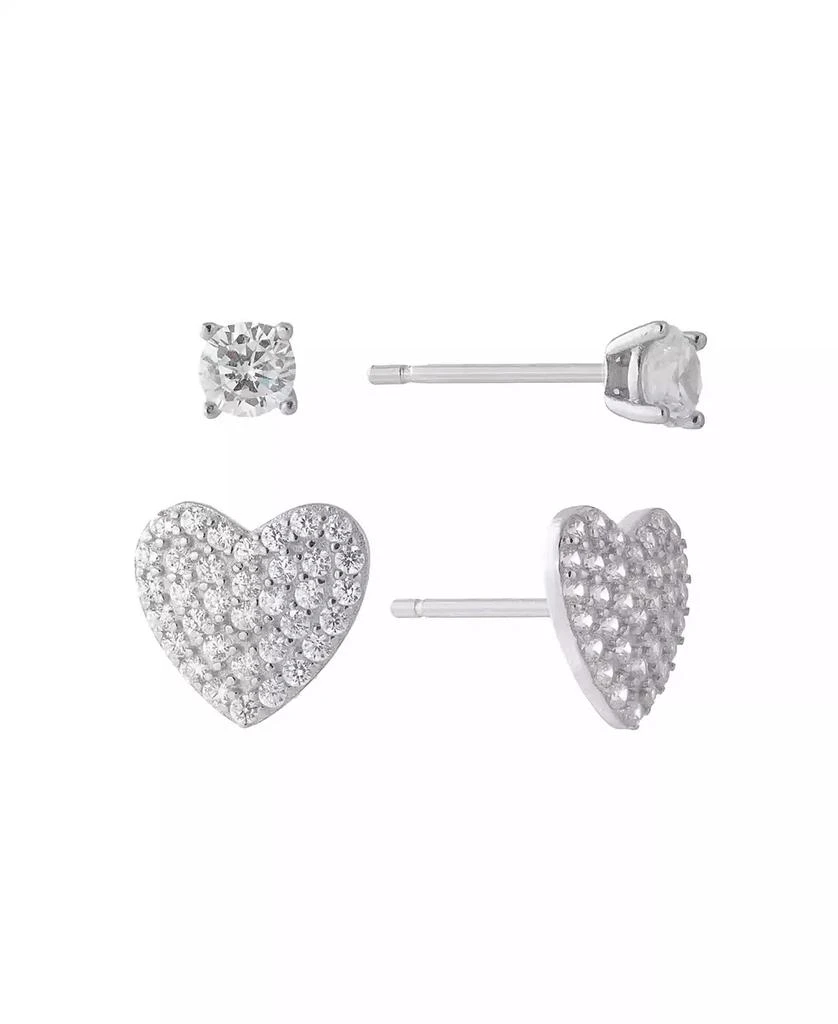 Giani Bernini Gianni Bernini 2-Pair Cubic Zirconia Pave Heart Stud Earrings Set (0.69 ct. t.w.) in Sterling Silver or 18K Gold Over Sterling Silver 1