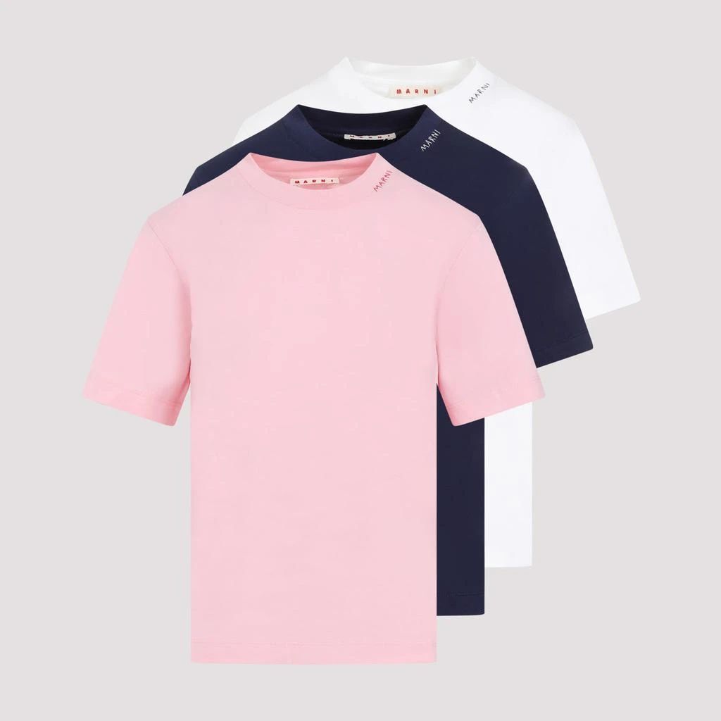 Marni Pink Blue and White Cotton T-shirt 1