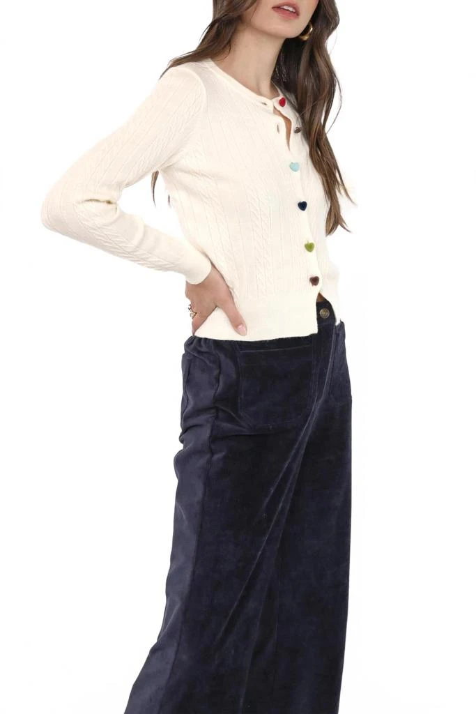 Sadie 
Sage Mochi Heart Button Cardigan In Ivory 3