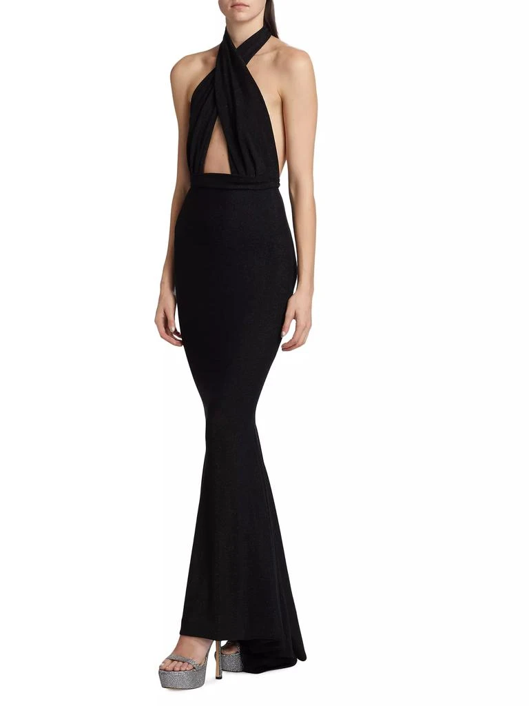 Michael Costello Collection Kyle Speckled Halter Mermaid Gown 4