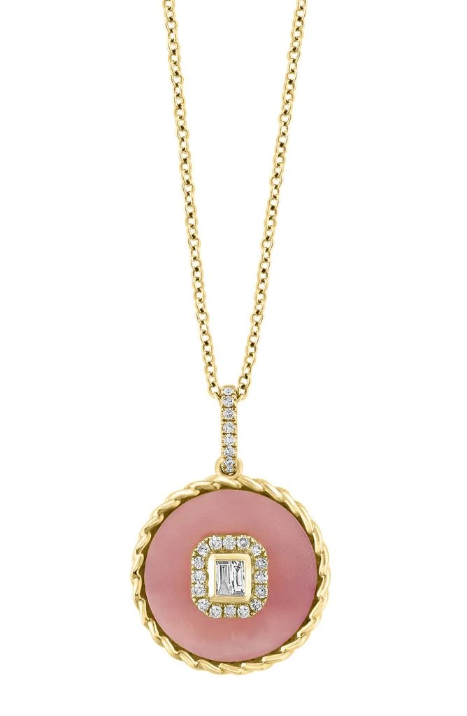 Effy 14K Yellow Gold Diamond Mother of Pearl Pendant Necklace 1