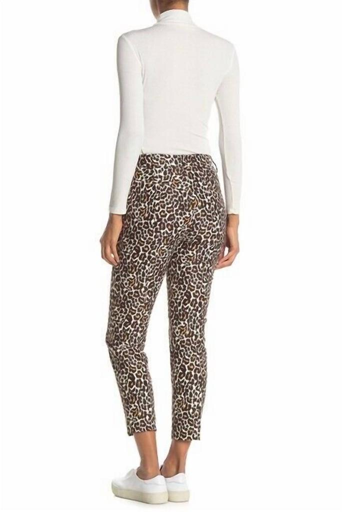 J. Crew Leopard Print Slim Mid-Rise Stretch Ankle Crop Pants In Multicolor