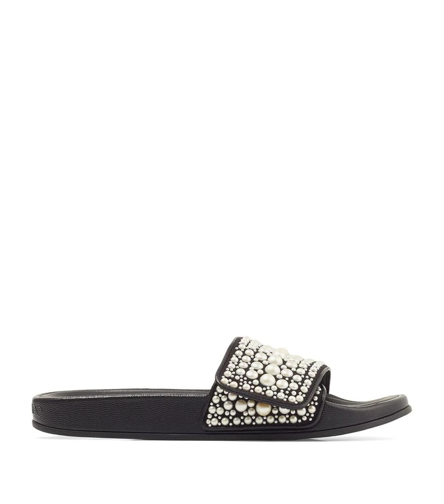 Jimmy Choo Fitz Embellished Canvas-Leather Slides 1