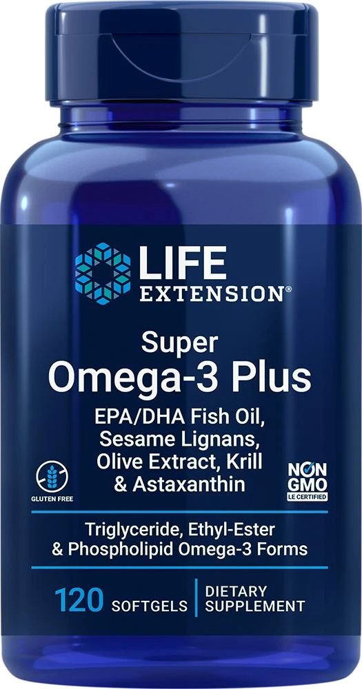 Life Extension Super Omega-3 Plus EPA/DHA Fish Oil, Sesame Lignans, Olive Extract, Krill
Astaxanthin (120 softgels), Life Extension