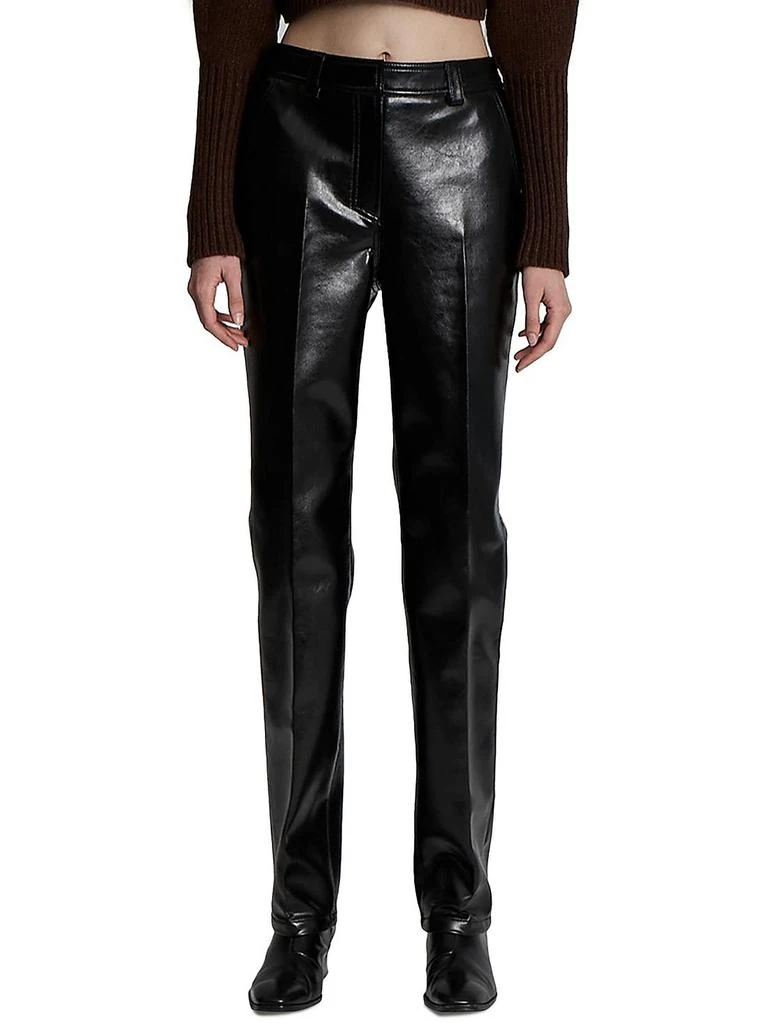LVIR Womens Faux Leather High Rise Straight Leg Pants 1