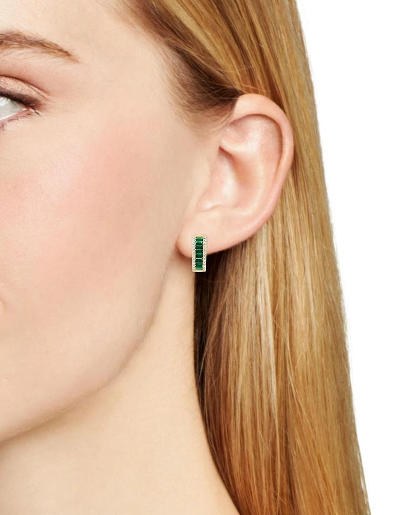 Bloomingdale's Emerald and Diamond Hoop Earrings in 14K Yellow Gold 2