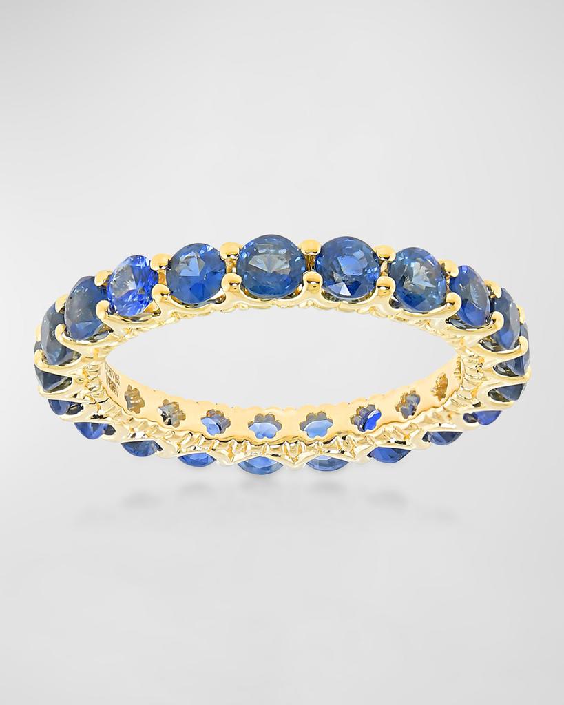 Stevie Wren 18K Yellow Gold Blue Sapphire Hero Eternity Band, Size 7