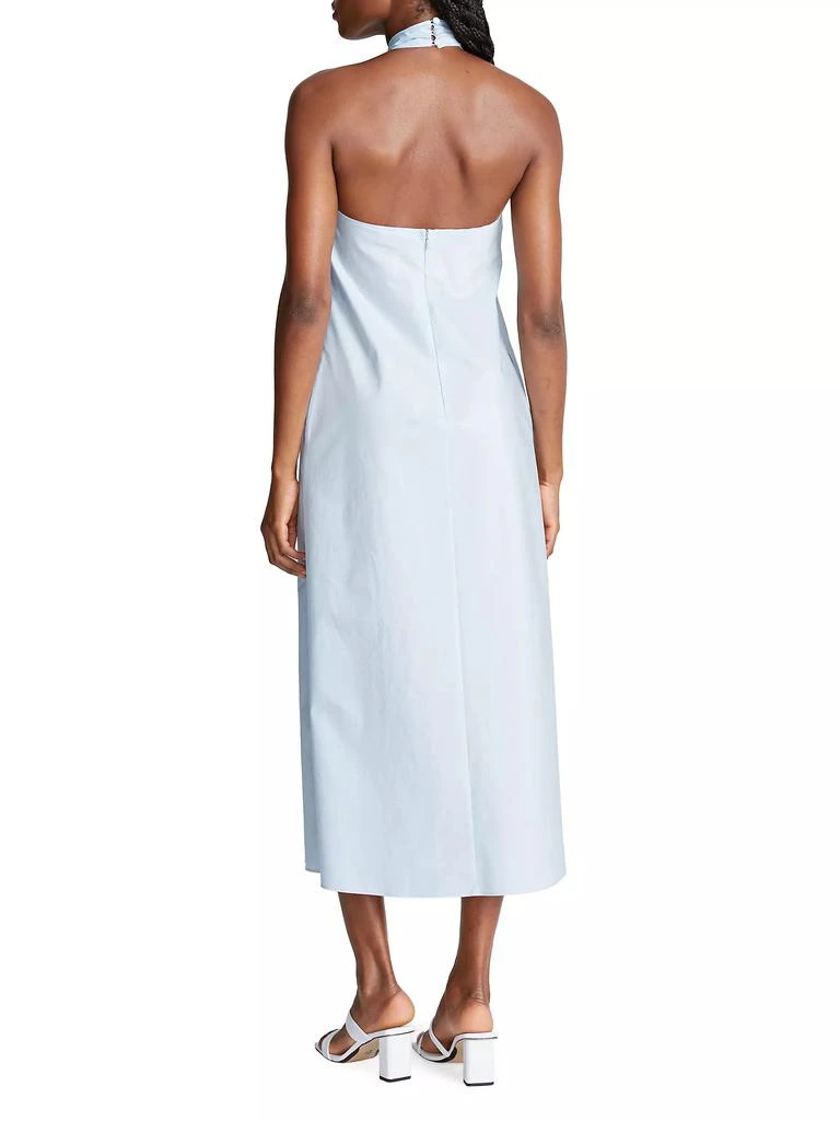 Halston Zoie Cotton Crossover Halter-Neck Midi-Dress 4