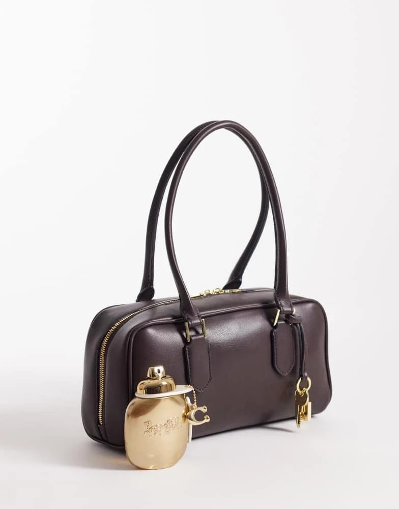 Mango Mango bowling bag with key charm detail in chocolate brown 2