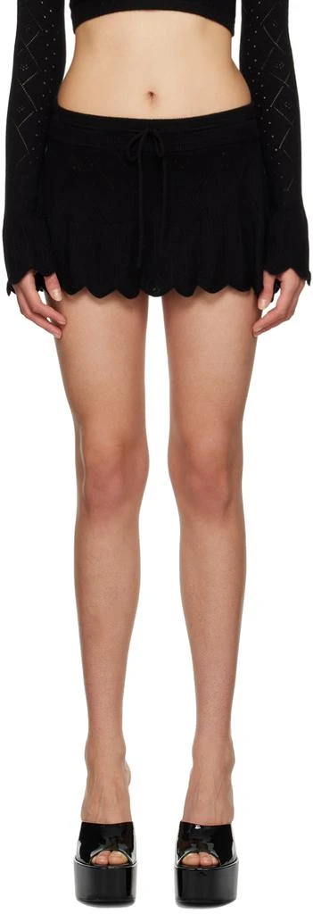 Danielle Guizio Black Scalloped Miniskirt 1