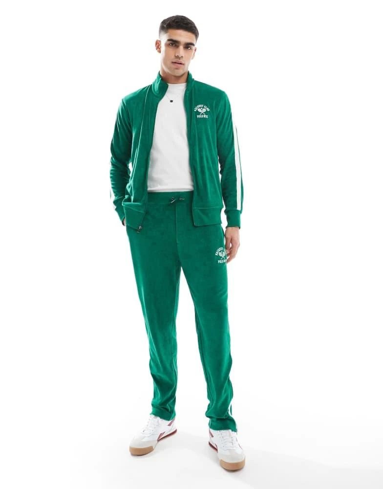 Ralph Lauren Polo Ralph Lauren run club P-wing logo taped sleeve cotton terry track jacket in mid green CO-ORD 2