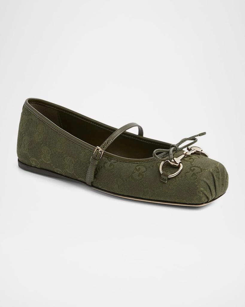 Gucci Canvas GG Horsebit Ballerina Flats 2