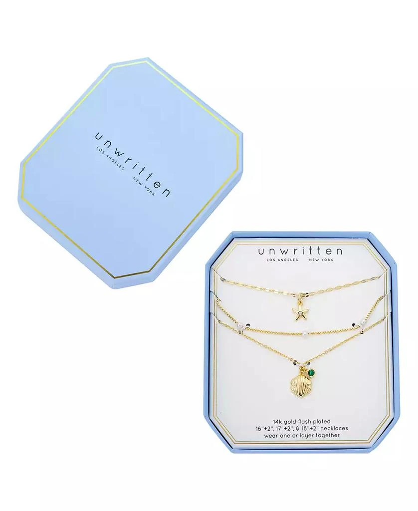 Unwritten Cubic Zirconia Sea Life Pendant Layered Necklace Set 4