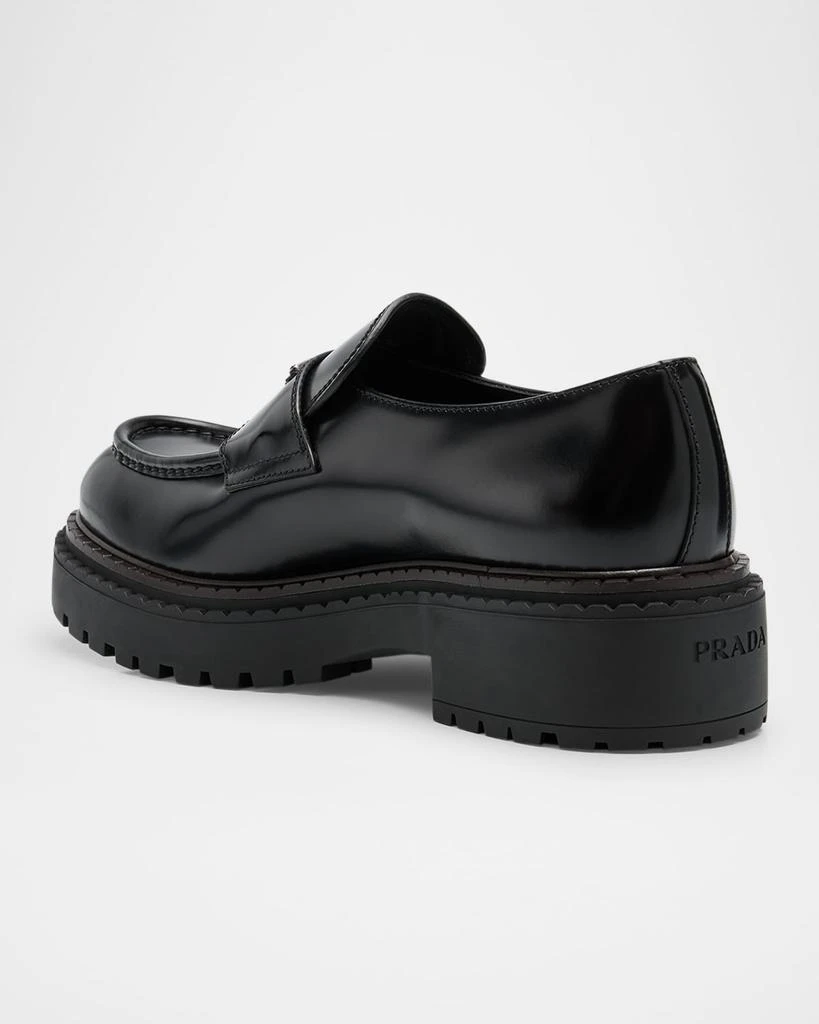Prada Men's Brushed Leather Lug-Sole Loafers 4