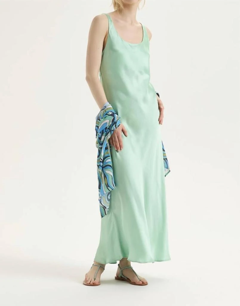 MALÌPARMI Shiny Cady Dress In Green 1